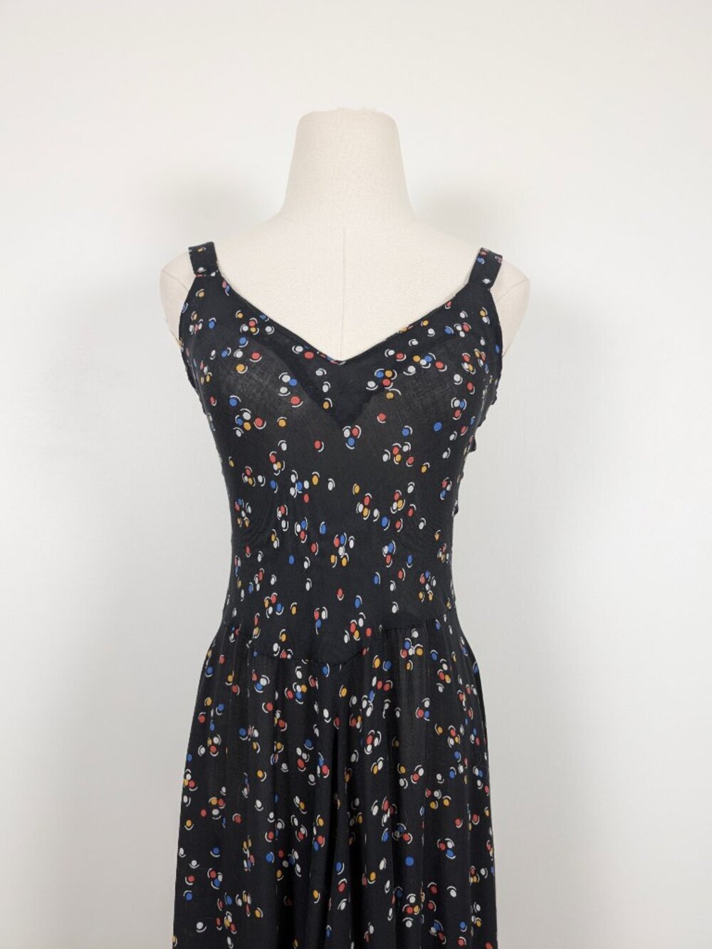 Handmade Polka Dot Sheer Midi A-line Dress Size Small Black - Picture 3 of 13
